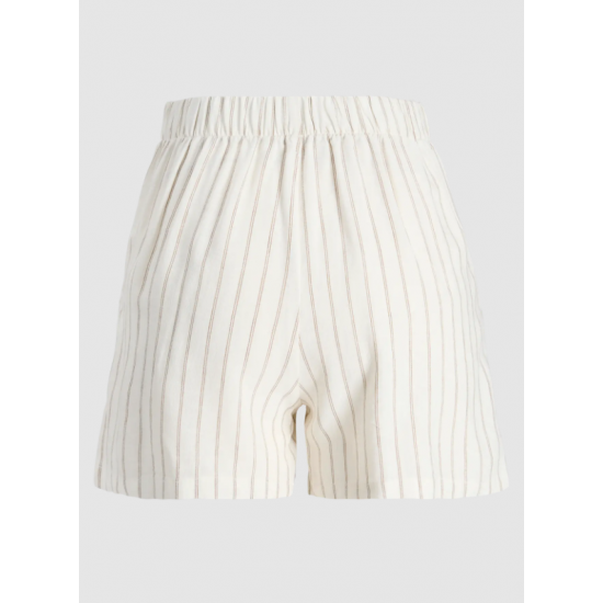 Jack & Jones JJXX Γυναικείο Λινό SHORTS JXALMIRA LINEN BLEND HW 12287707-Blanc de blanc(Εκρού/Ρίγα)